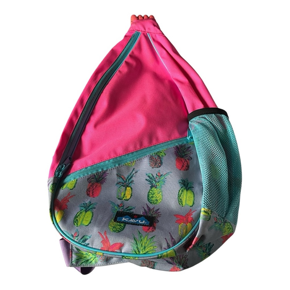 KAVU Pink and Gray Backpack with Pineapple Print